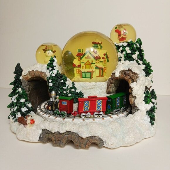 San Francisco Music Box Co Snowglobe Rotating Train Winter Wonderland Video - Picture 1 of 11